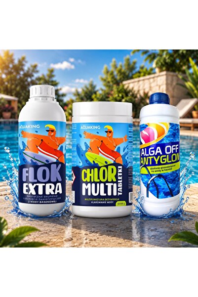 NO BRAND Kit piscină: Tablete de clor + Flok + Alga AQUAKING Gamix Chimie pen...