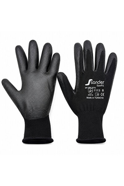 Lunaev 10 Pieces No 8 Small Black - Black Nitrile Work Gloves