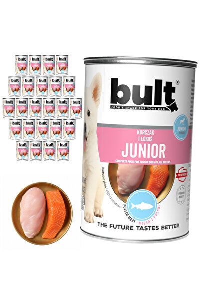 Bult Hrană umedă completă pentru căței Junior, cu pui și somon, la conservă, ...