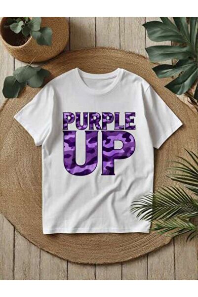 29CUN Women's "Purple Up" Camo Print Crewneck T-Shirt – Black Base With Purpl...