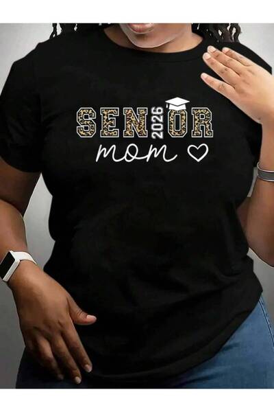 26LIK Senior Proud Mom A Class Of 2026 Graduate Back To School Black Graphic ...