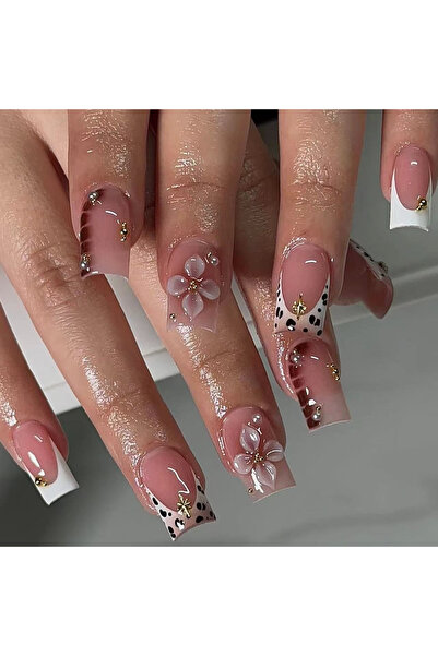 choice2 3964 3D Medium Square fake Nails for women girls fashion Leopard Flow...