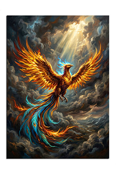 Artmeg Flying Phoenix among the Clouds Decorative Canvas - Mdf Wood Painting