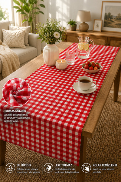 Rona Home Runner Tablecloth Red Checkered Table Runner Kitchen Living Room Ba...