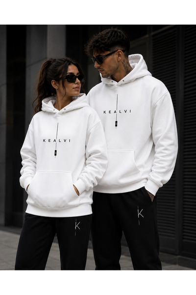 kealvi Couple's Matching Double Hooded Sweatshirt Set – Winter Oversized Coup...
