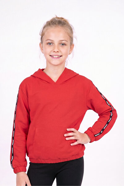 panios kids 3'lü Kız Çocuk Kapüşonlu Kanguru Cepli Şerit Detaylı Sweatshirt