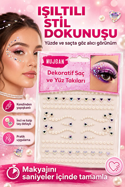 MUJGAN Kendinden Yapışkanlı İnci Model Yüz ve Saç Taşları