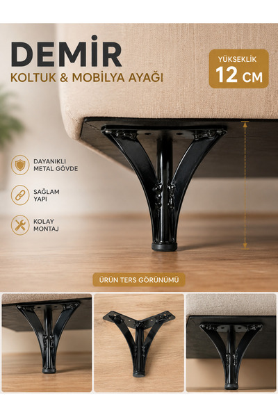 Genel Markalar DEMİR SİYAH ŞIK MOBİLYA & KOLTUK AYAĞI (12CM)