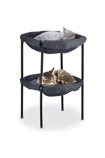 Relaxdays Κρεβάτι Γάτας Υπερυψωμένο Cat Hammock Bed 2 Tiers Μαλακή Αιώρα 2 Επ...