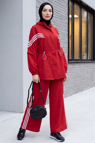 HİJABAYA High Collar, Striped Sleeves and Elastic Waist, Comfortable Fit, Max...