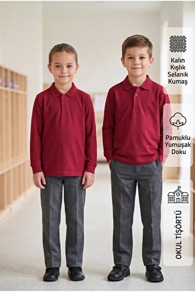 monny Thick Winter Unisex Girls' and Boys' Polo Collar School Uniform Made of...