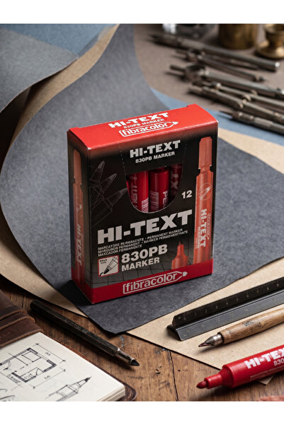 Hi-Text Permanent 830Pc Cut Tip Marker Pen 12-Pack