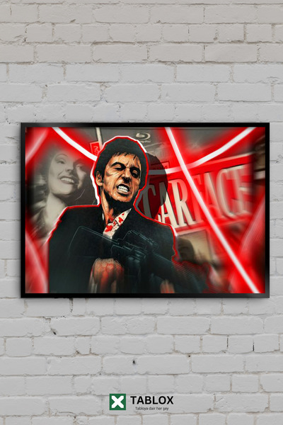 TABLOX Scarface Al Pacino Tony Montana Afiș de film Mafia Aspect cadru decora...