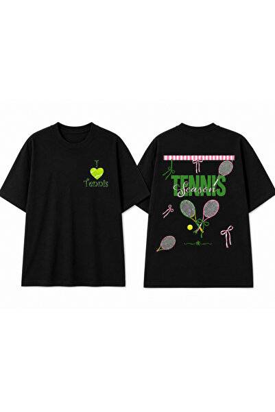 VODEXA Unisex Oversize Tennis Printed T-Shirt 100% Cotton Tennis Themed Comfo...