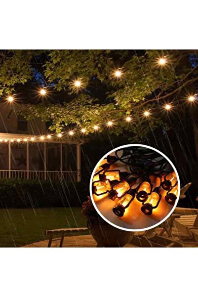 NO BRAND Ghirlandă de grădină retro cu 10 lămpi LED, de exterior, 6,5m, IP44,...