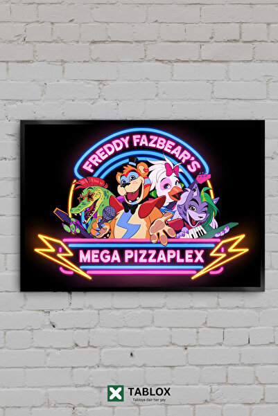 TABLOX FNAF Freddy Fazbears Mega Pizzaplex Neon Security Breach Tablou decora...