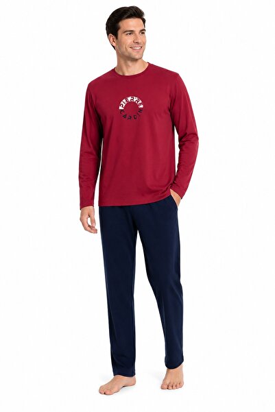 Pierre Cardin Men's Pajama Set, Crew Neck, Cotton, Ring Logo Patterned