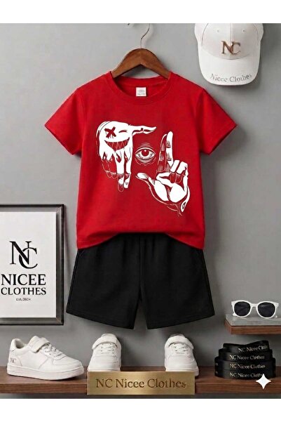 Leto Lykia Summer Children's T-Shirt Shorts Unisex (White with Eye Print on t...