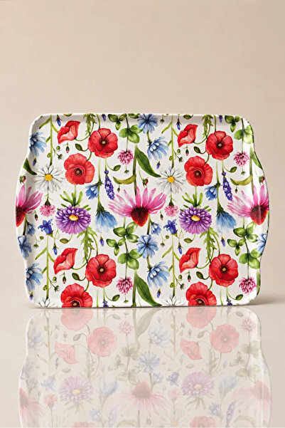 poliva home Kaydırmaz Melamin Tepsi 41x30 cm – Desenli Sunum & Servis Tepsisi