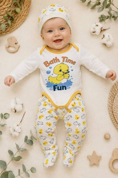 Organic Product DimpleBaby Cute Duck Printed 3-Piece Baby Body Set 0-12 Months