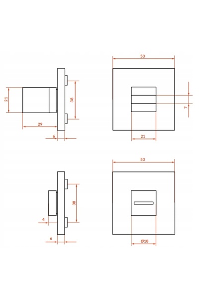 NO BRAND Kuchinox rozetă pătrată SLIM 6mm satin mat LK6_3M3A