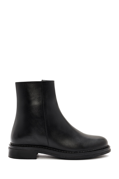 Derimod Women's Black Zippered Leather Boots Wf410005Dv