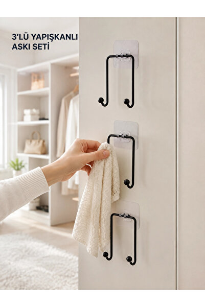 shopwave 3-Piece Wall-Mounted Adhesive Hanger Set Practical for Home and Livi...