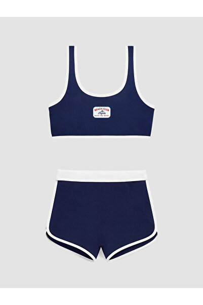 LC Waikiki Navy Blue Los Angeles Printed Girls' Bikini Set