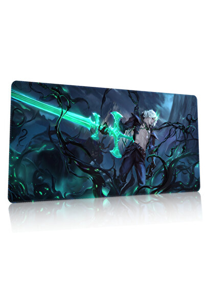 Duvarda League of Legends Viego Gaming Oyuncu 90x40 cm Mousepad Dikişli Kayma...