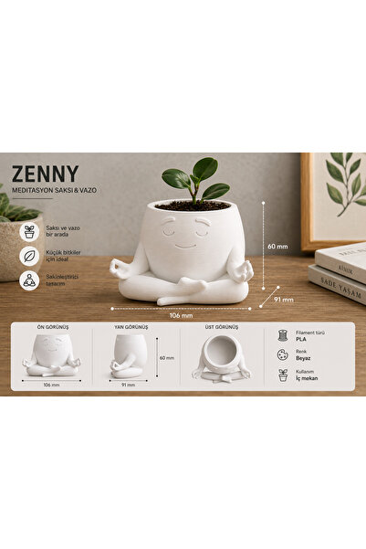 Zenny Meditasyon Figürlü Dekoratif Saksı ve Vazo