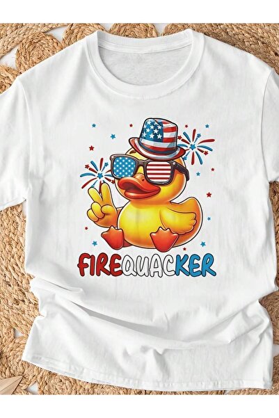 21JNRY Plus Size Firecracker Rubber Duck T-Shirt - Fun Patriotic Graphic Tee ...