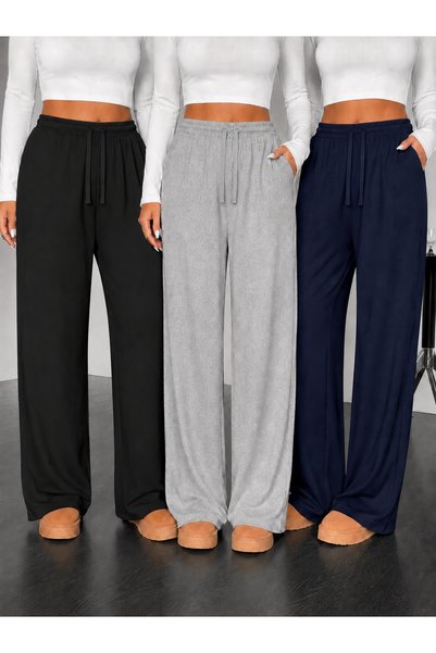 BERYY MODA 3-Piece Opportunity Product Women's Black Gray Navy Blue Wide Leg ...
