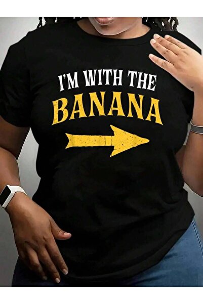 k222 I'With The Banana Costume Matching Couple Halloween Black Graphic T Shir...