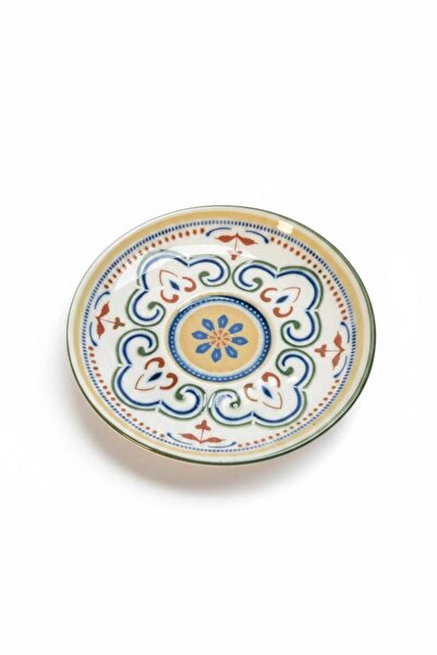 ALBETTO Set of 6 Porcelain Tea Plates, Porcelain Tea Plate Anadolu Green