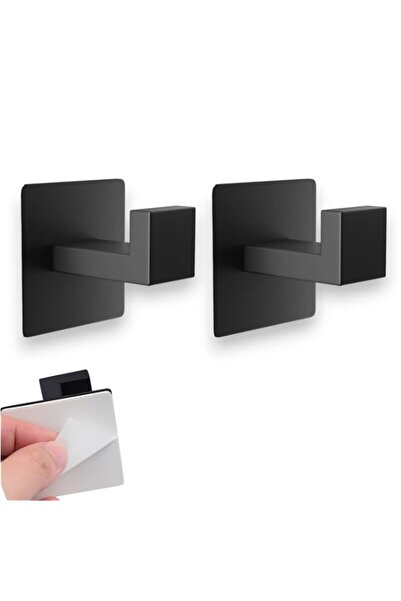 Generic (2-Pack) Black Adhesive Wall Hooks – No Drill Stick-On Hangers for To...