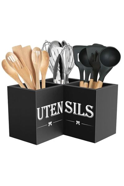 Generic Extra Large Kitchen Utensils Holder with 3 Compartments,Corner Utensi...
