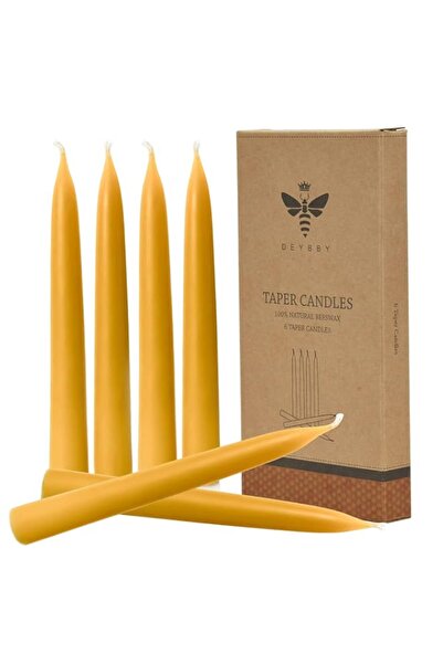 Generic Brand DEYBBY Natural Beeswax Taper Candles, Smokeless and Dripless Be...