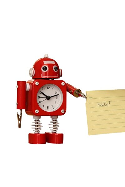 Generic Non-Ticking Robot Alarm Clock Stainless Metal - Wake-up Clock with Fl...