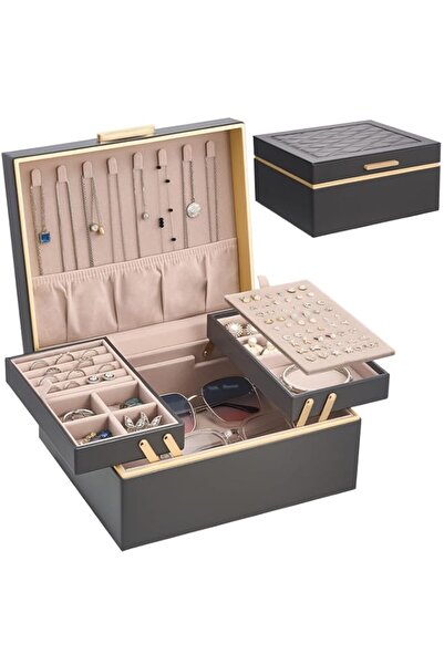 Generic Brand Lolalet Jewelry Box Organizer for Women Girls, 2 Layer Jewelry ...