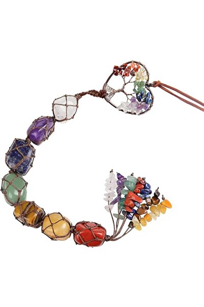 Generic Tazweeq 7 Chakra Wall Ornament, Healing Crystal Jewellery, Heart Shap...
