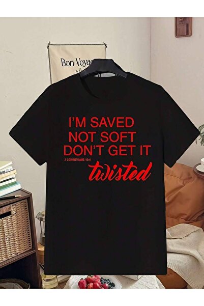 kai22 تي شيرت رجالي بتصميم "I'm Saved Not Soft"، قميص قصير الأكمام بتصميم ريت...