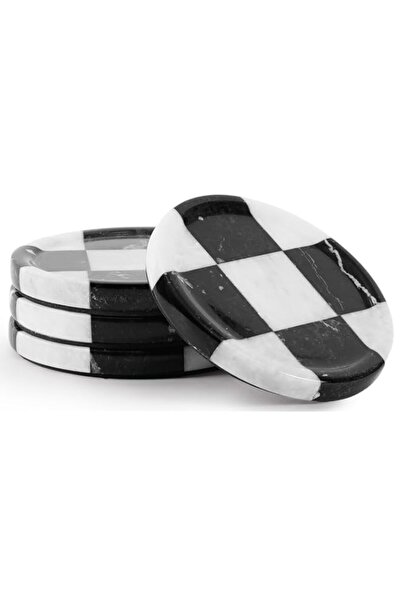 Generic Brand Handmade 4'' Zebra Black & White Marble Round Coasters Set of 4...