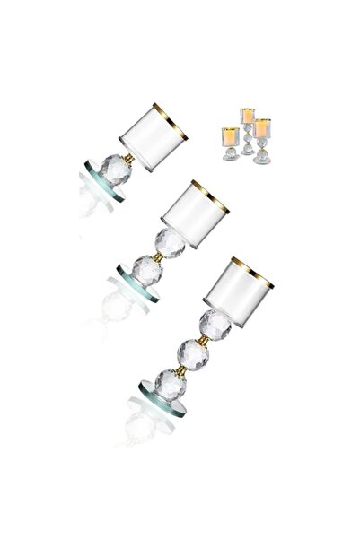 Generic Modern Clear Glass Candle Holders Set of 3 pcs with Covers, Elegant P...