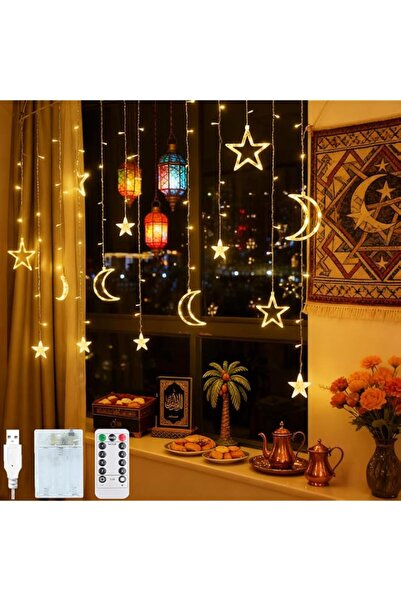 Generic Diwali Ramadan Decoration Star & Moon String Lights - 3.5M/12FT,12 Ha...