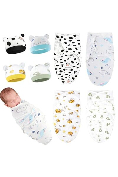 Generic Baby Swaddle for Newborn – 4-Pack Cotton Muslin Swaddle Blanket Set w...