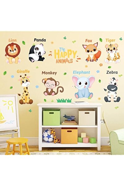 Generic Brand Watercolor Jungle Animal Wall Decals,Kids Educational Wall Stic...