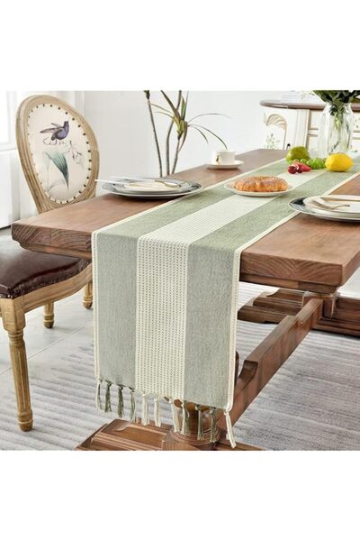 Generic Brand Linen Table Runner, Boho Handmade Tassel Embroidered Small Tabl...