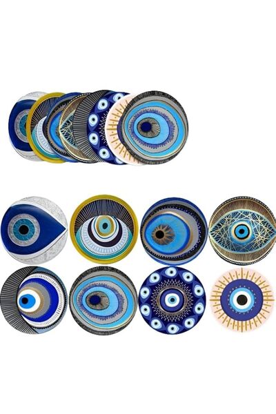 Generic Brand Set of 8 Pcs Wooden Eye Shaped Coasters, Designed to Be Heat.Pe...