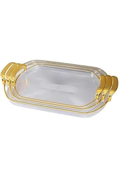 Generic Brand Elegent Acrylic Serving Trays With Golden Handles 38 * 30 Cm (C...