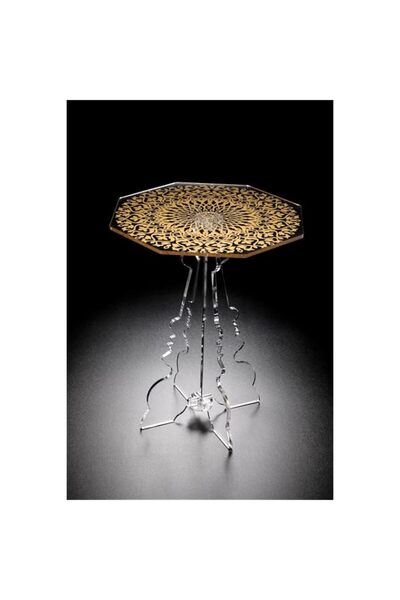 Generic Vague 02-660 Heavy Octagon Acrylic Coffee Table, Golden